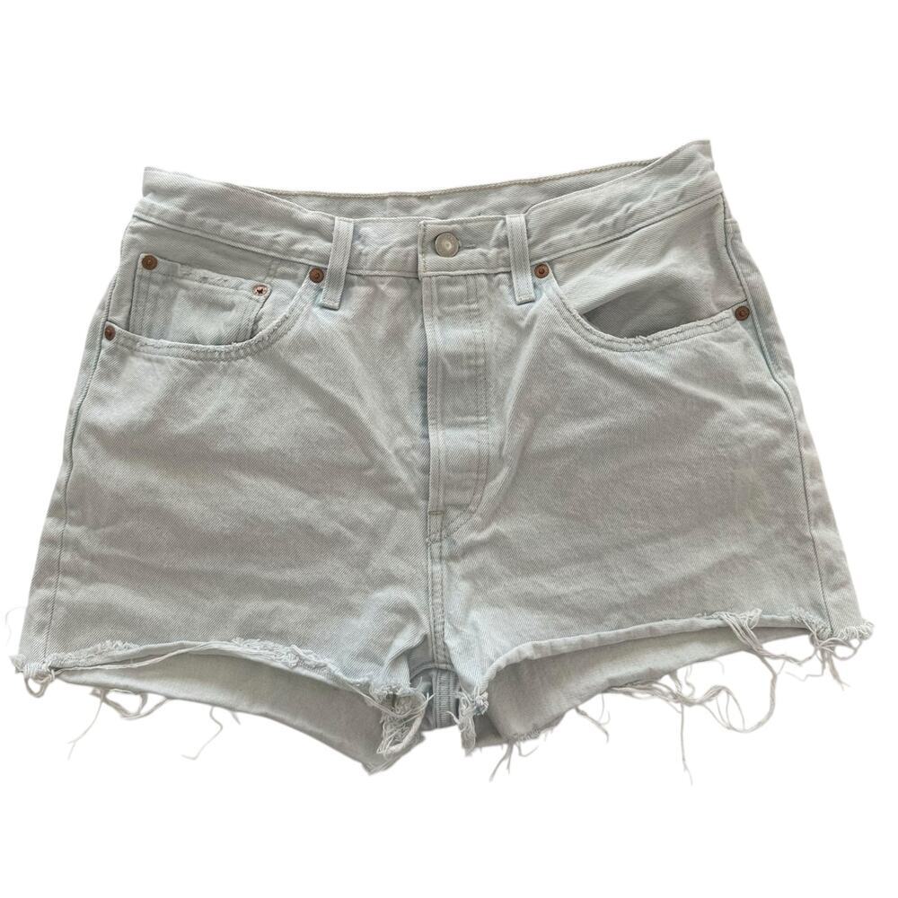 Levi's | light wash denim cut-off jean shorts with button fly | size 30